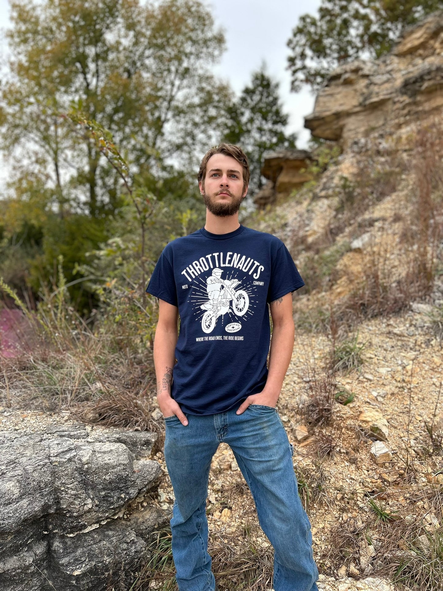 Navy motocross dirt bike t-shirt