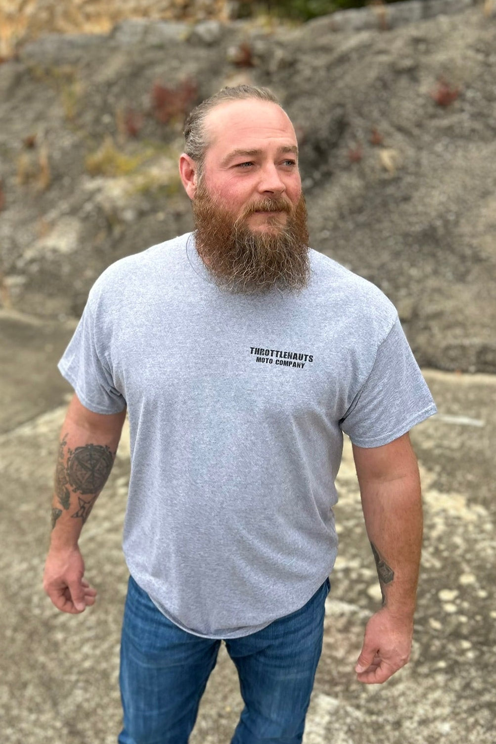 Hellrider Tee Gray front design