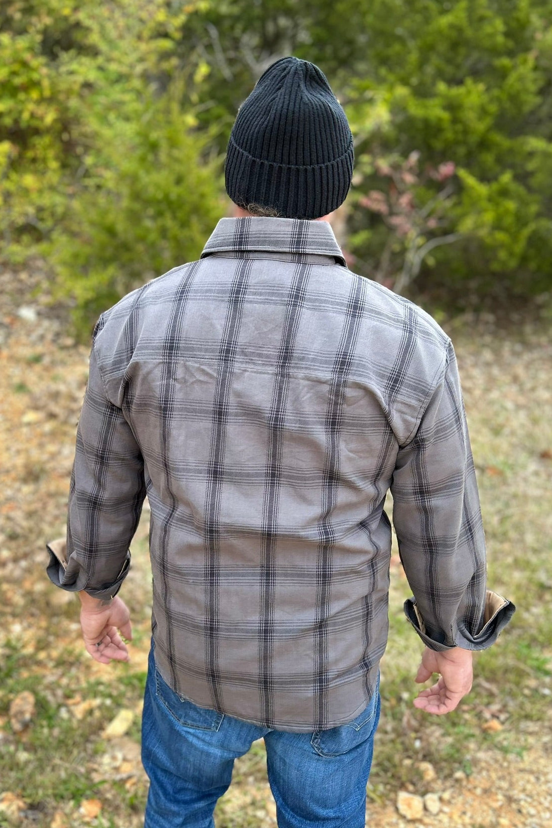Asphalt Plaid flannel back