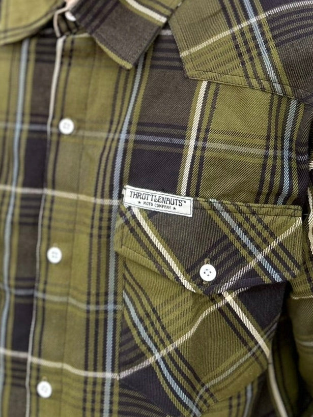 Timberline plaid flannel woven chest tag