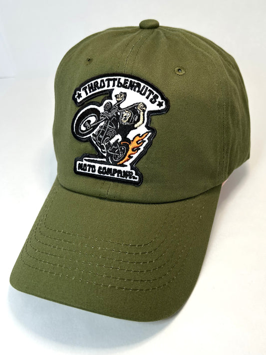 Ty Gunn patch Dad hat, olive green with brass fit adjustment