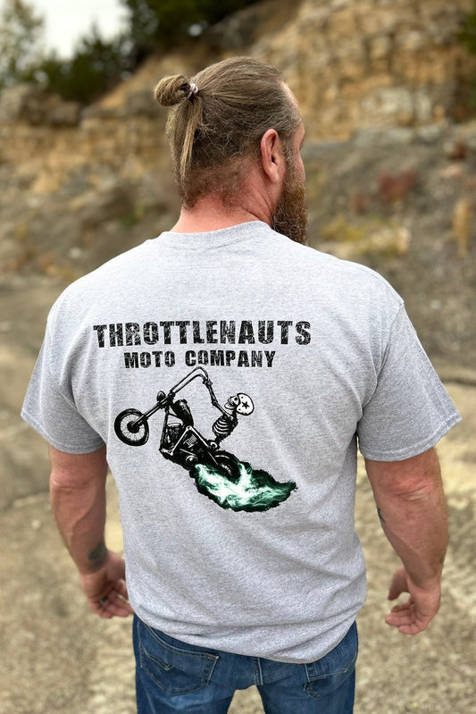 Hellrider Tee Gray back design