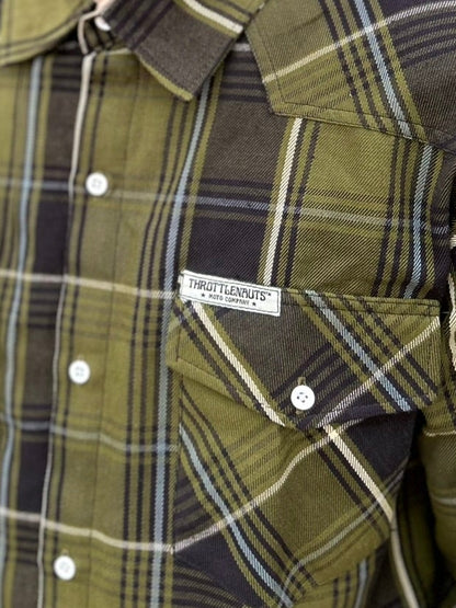 Timberline plaid flannel woven chest tag